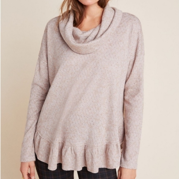 Maeve Sweaters - Maeve Anthropologie Heather Pink Cowl Neck Sweater Size Medium